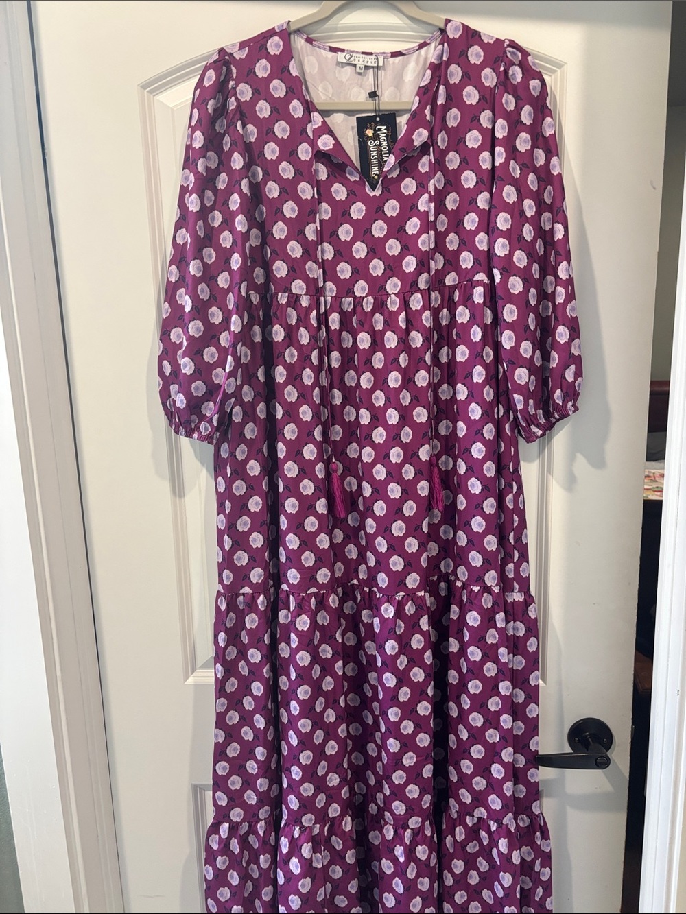 Cezele Plum Maxi Dress with White Spot Floral